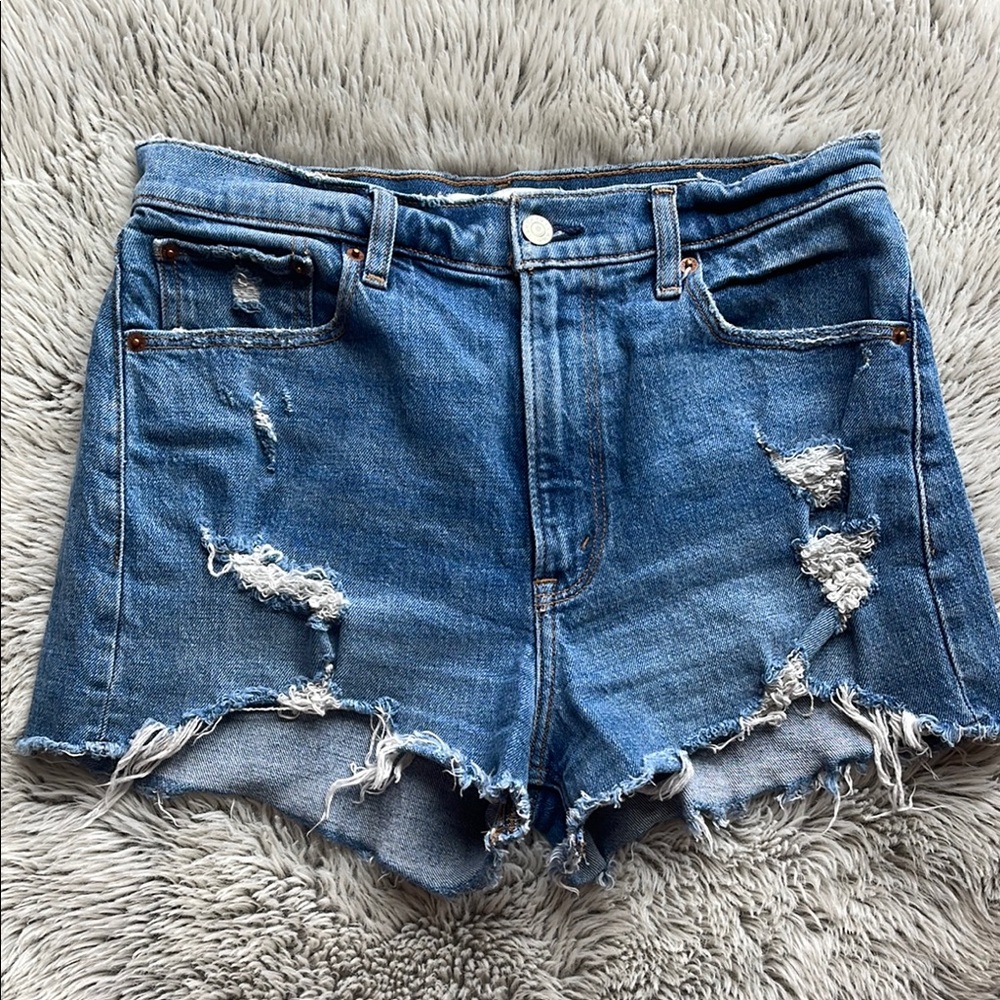 Abercrombie & Fitch Distressed Blue Jean Shorts